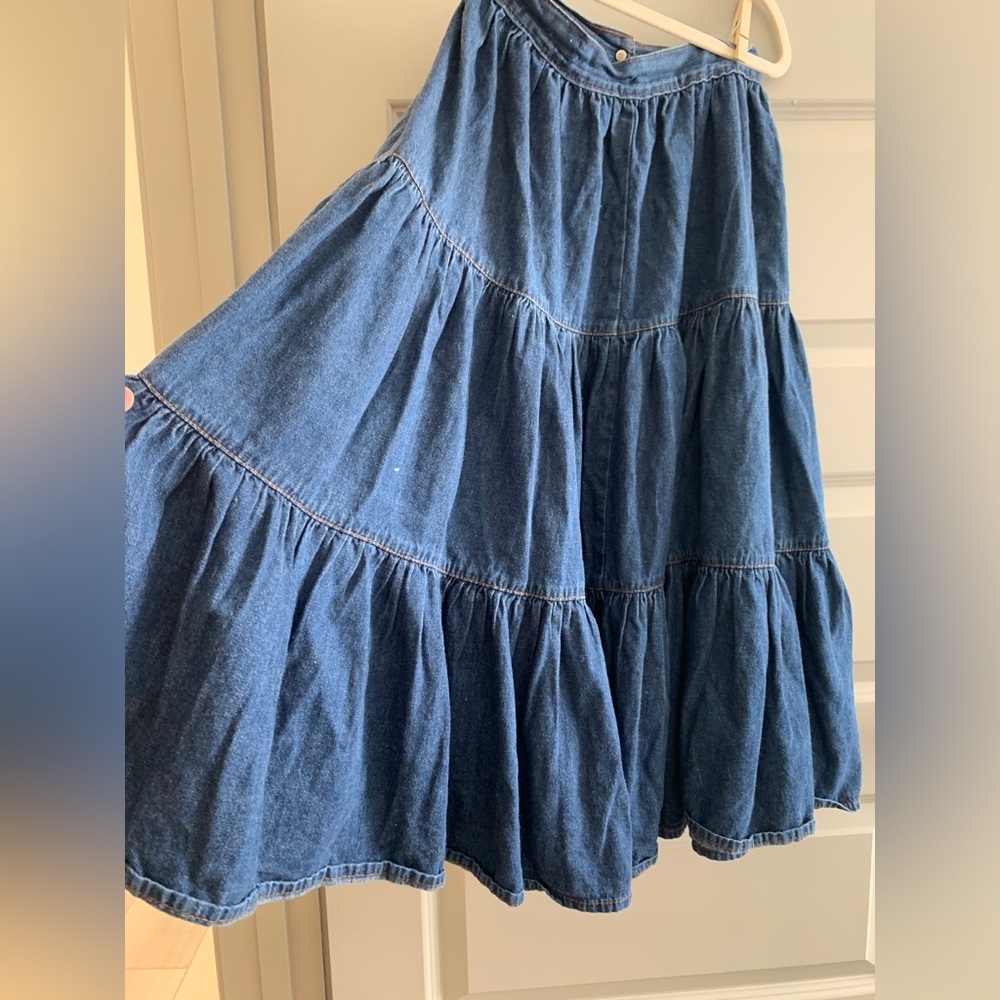 Denim tiered circle skirt